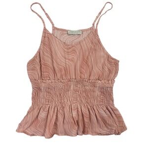 Anthropology Paper Crane Tank Top Women Small Pink White Swirl Cropped Stretch